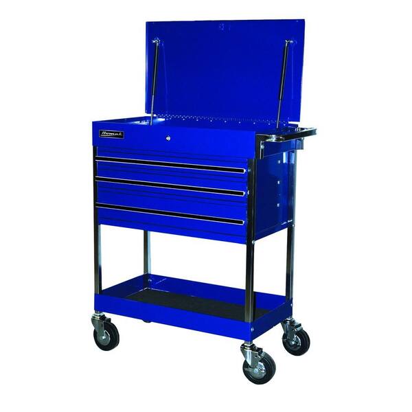 Homak Professional 34.5 in. 3-Drawer Service Utility Cart in Blue