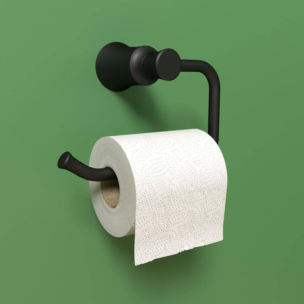 Joleena Matte Black Sleek Wall Mount Toilet Paper Holder