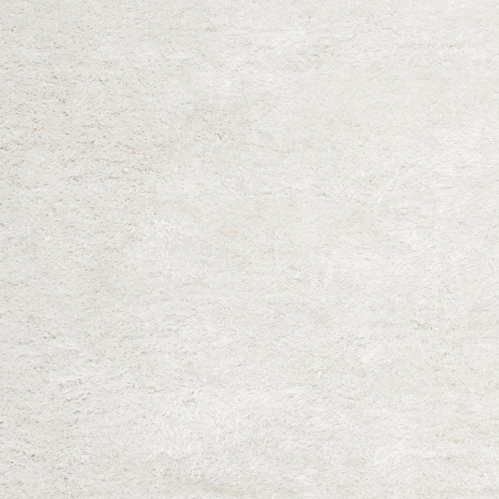 Coastal Snow White Hand-Tufted Shag Square Rug, 6'x6'