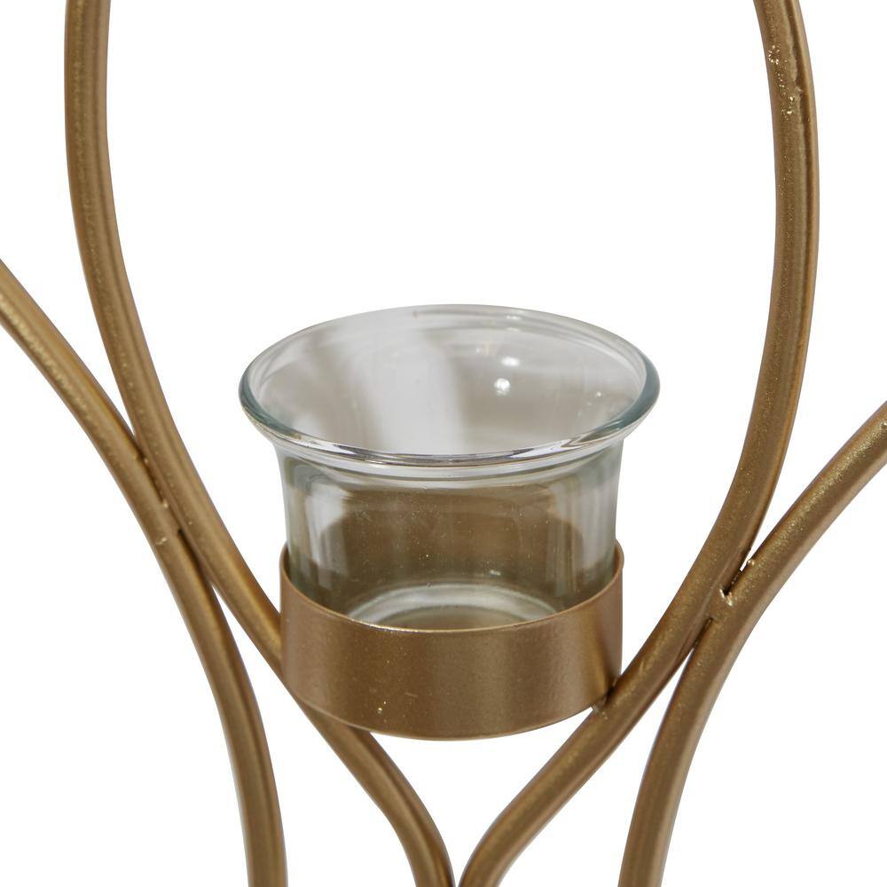 Bronze Metal Contemporary Wall Sconce Candelabra with Glass Candle Cups