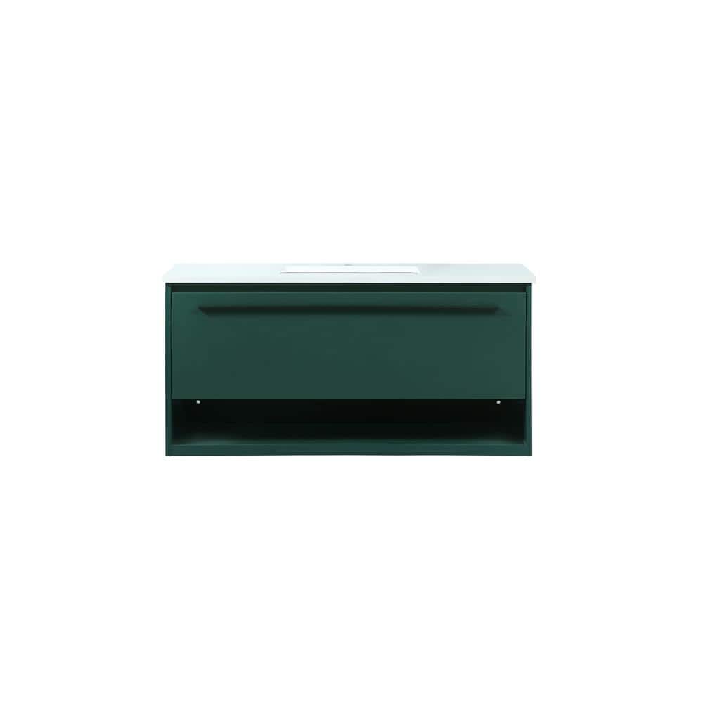 Simply Living 40 in. Single Bathroom Vanity in Green with Quartz Vanity Top