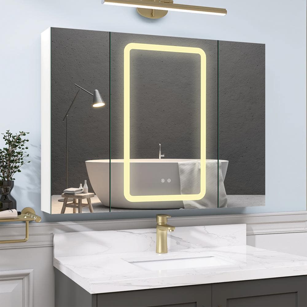 NTQ 40 in. W x 30 in. H Anti-Fog Rectangular White Aluminum Surface ...