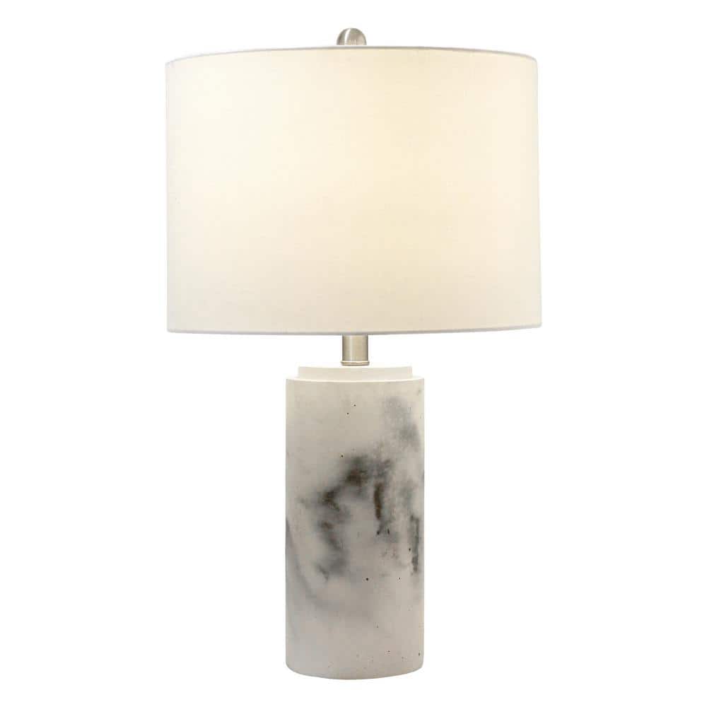 Chic Sophistication 16" White Marble-Effect Concrete Table Lamp