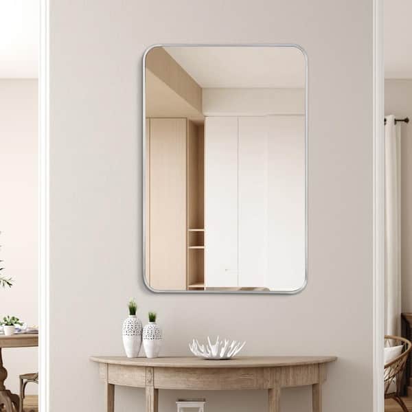Ta. 24 in. W x 36 in. H Silver Rectangle Framed Mirror