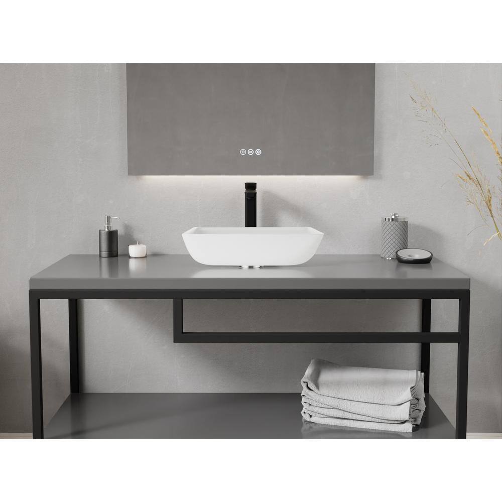 Solstice Square White Glass Above-Counter Vessel Sink