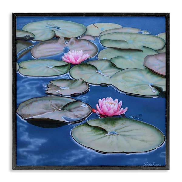 Stupell Industries Blue Pond Lily Reflection by Valerie Rogers Black Framed Nature Giclee Art Print 12 in. x 12 in.