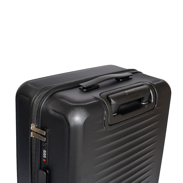 LIVACA 3-Piece Black ABS Plastic Hardside Spinner Luggage Set with