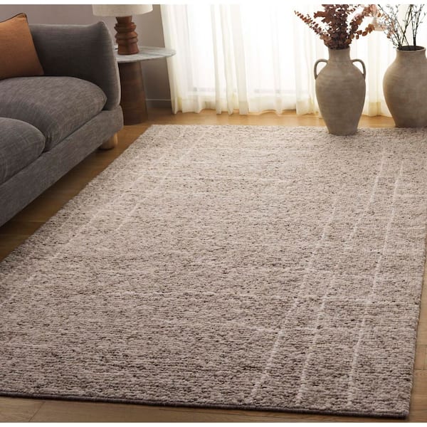 Natura 5 ft. x 8 ft. Taupe/Ivory Abstract Grid Distresed Area Rug