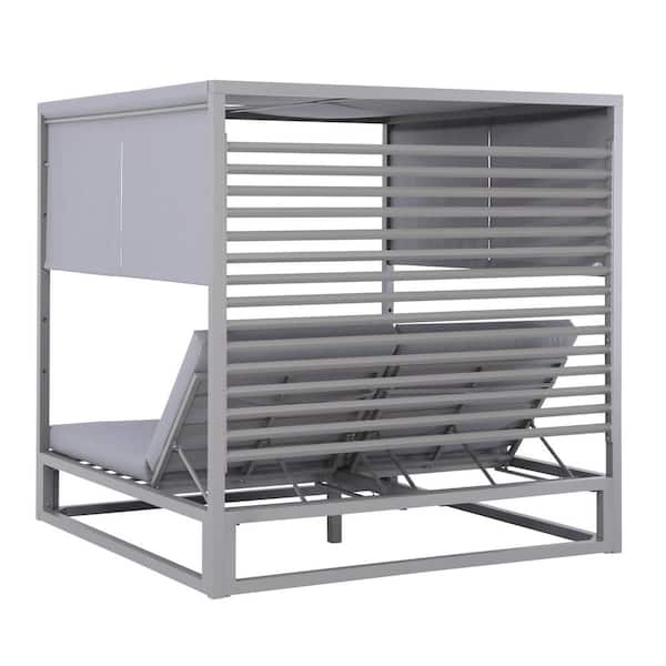 DEKO LIVING Avola Aluminum Outdoor Square Patio Day Bed with Cushions Gray  COP30501 - The Home Depot