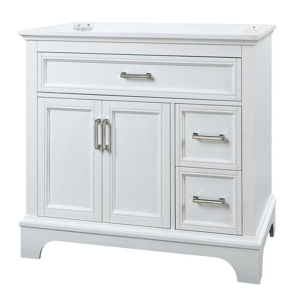 Carriage 36 in. W x 21.5 in. D x 34 in. H Bath Vanity Cabinet without Top in White price history on PriceWatchPro