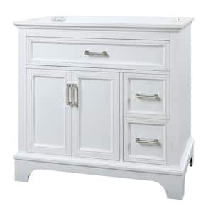 Carriage 36 in. W x 21.5 in. D x 34 in. H Bath Vanity Cabinet without Top in White