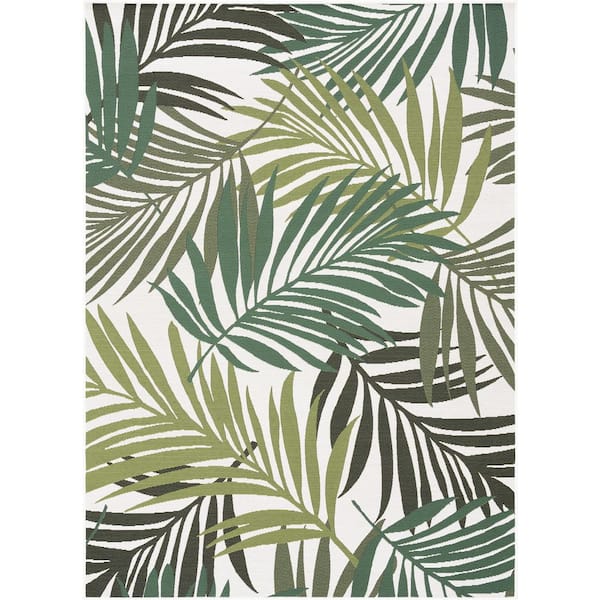 Tayse Rugs Stunning Cream 5 ft. x 7 ft. Floral Indoor/Outdoor Area Rug