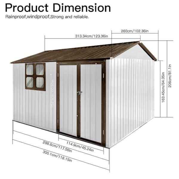 Clihome 10 ft. W x 8 ft. D Outdoor Metal White and coffee Clihome 10 ft. W x 8 ft. D Outdoor Metal White and coffee