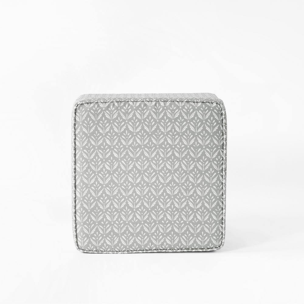 Light Gray Tufted Fabric Square Storage Ottoman with Wood Legs