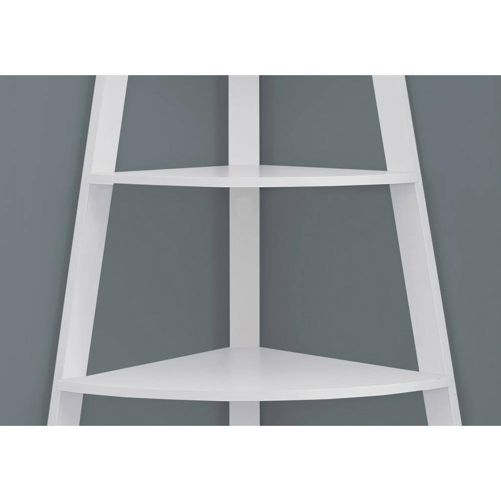 White 72" Tall Corner Etagere with Tray Shelves