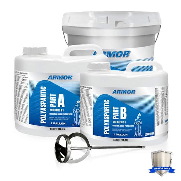 2 Gal. Clear Gloss 2 Part Epoxy Polyaspartic Interior/Exterior, Concrete Basement and Garage Floor Paint