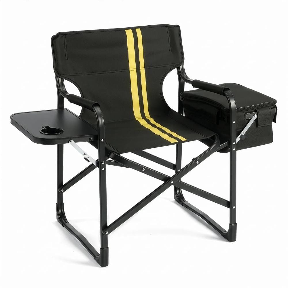 Black Metal Folding Beach Chair, Portable Camping Chair 330LBS Load with Ice Pack & Cup Holder for Garden, Pool, Lawn price history on PriceWatchPro
