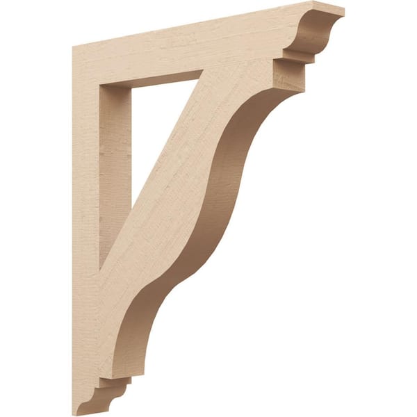 Ekena Millwork 5.5 in. x 48 in. x 40 in. Funston Traditional Rough Cedar Woodgrain Timberthane Polyurethane Bracket, Primed Tan