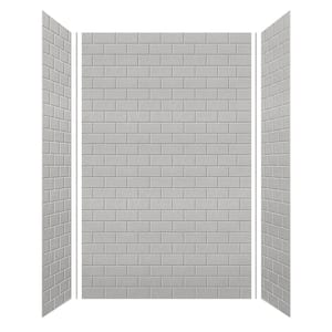 SaraMar 36 in. x 60 in. x 96 in. 3-Piece Easy Up Adhesive Alcove Shower Wall Surround in Grey Beach