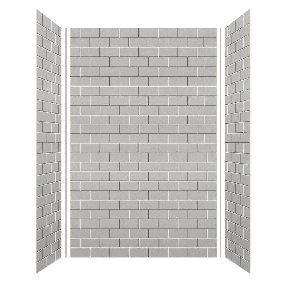 Gray Beach Subway Tile 36" x 60" x 96" Shower Wall Kit