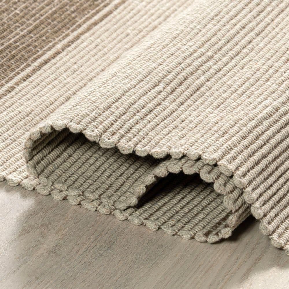 Boxelder Checked Cotton Rectangular Tan Area Rug, 8' x 10'
