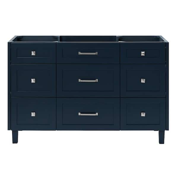 ARIEL Monroe 54 in. W x 21.5 in. D x 34.5 in. H Bath Vanity Cabinet without Top in Midnight Blue
