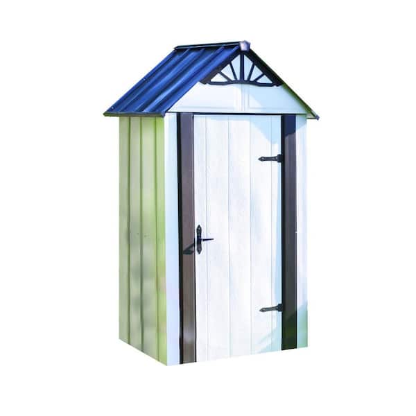 Arrow Designer Metro Series 4 ft. W x 2 ft. D  2-Tone White Galvanized Metal Shed with Built-In Base