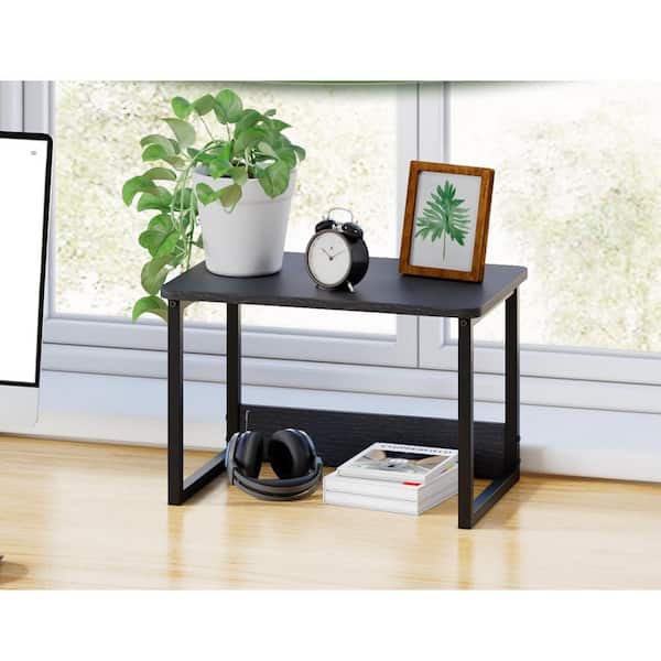 Black 17 in. x 12 in. Wood Modern Desk Organizer Stand with Metal Frame