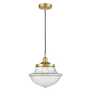 Oxford 100-Watt 1 Light Satin Gold Shaded Mini Pendant Light with Clear glass Clear Glass Shade