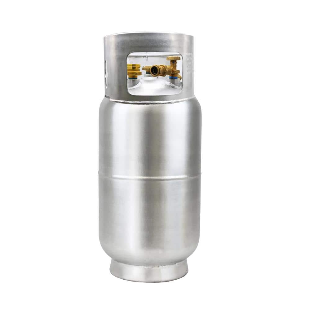 Flame King YSN401 40 Pound Steel Propane Tank Cylinder With Overflow  Protection Device Valve, White