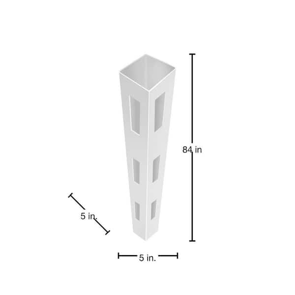 Barrette Outdoor Living 5 in. x 5 in. x 7 ft. 3-Hole White Vinyl Fence Corner Post