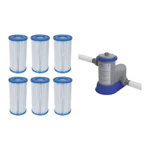 4.2 in. Dia Type-III/A Pool Replacement Filter Cartridge (6-Pack) with Pool Filter Pump System
