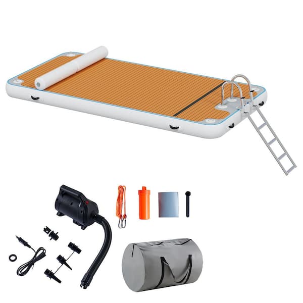 12.2 ft. x 6.2 ft. Inflatable Floating Dock with Stainless Steels, Non-Slip EVA Platform