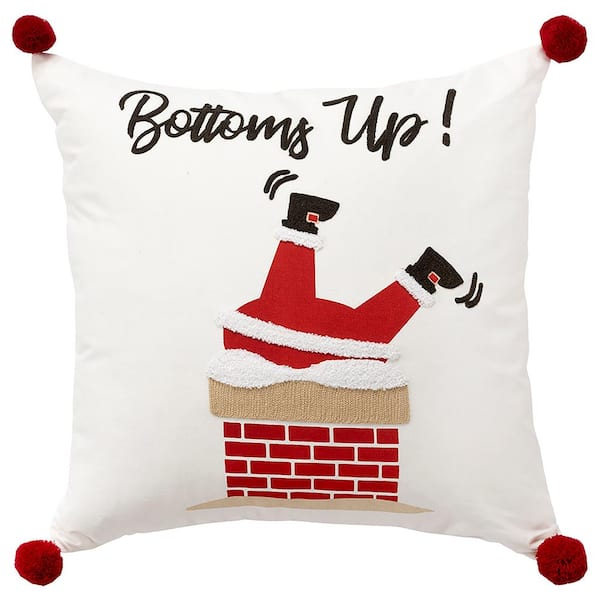 Rizzy Home Holiday Ivory/Red Sentiment Cotton 20 in. x 20 in. Poly Filled Decorative Throw Pillow