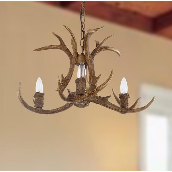 Makani 3-Light Brown Antler Chandelier Lighting