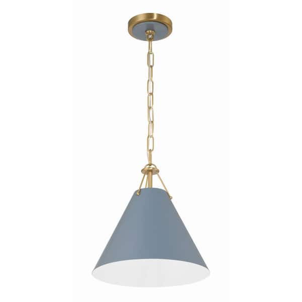 Xavier 1-Light Vibrant Gold Plus Blue Mini Pendant Light
