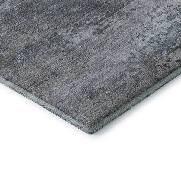 Mayfield Premium Machine Washable Abstract AMF2071 Pewter 2 ft. x 7 ft. Runner Rug