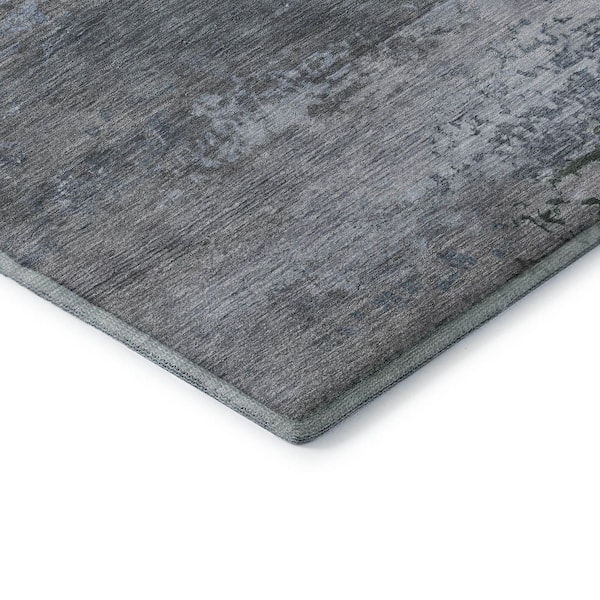 Mayfield Premium Machine Washable Abstract AMF2071 Pewter 9 ft. x 12 ft. Area Rug