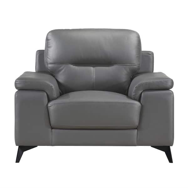EVERGLADE HOME Argonne Dark Gray Leather Accent Chair