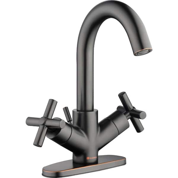Glacier Bay Dorset Cross Single-Hole 2-Handle Bathroom Faucet in Bronze