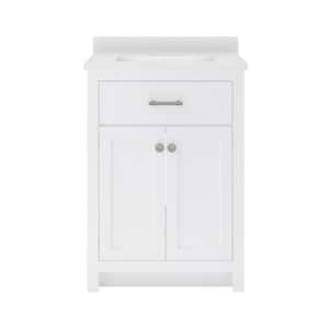 Reese 25 in. W x 19 in. D x 38 in. H Single Sink Bath Vanity in White with White Cultured Marble Top.