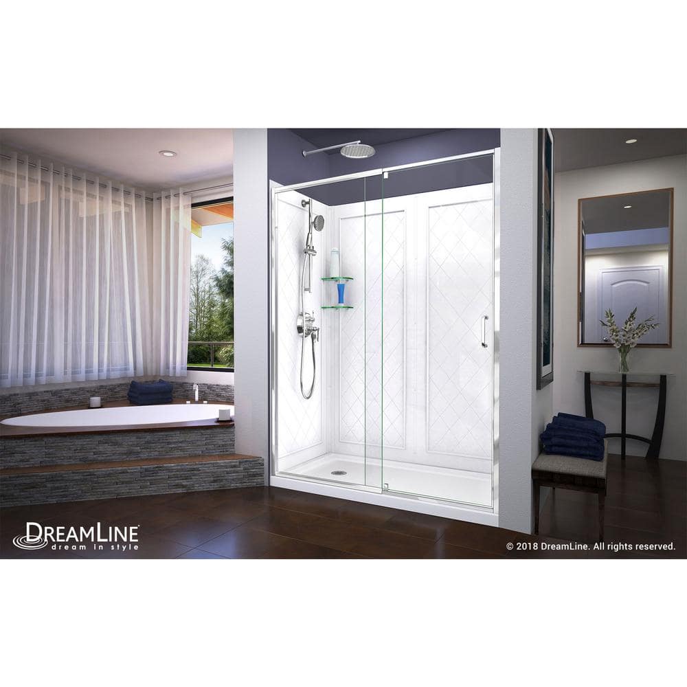 Flex 60" Brushed Nickel Semi-Frameless Pivot Shower Kit