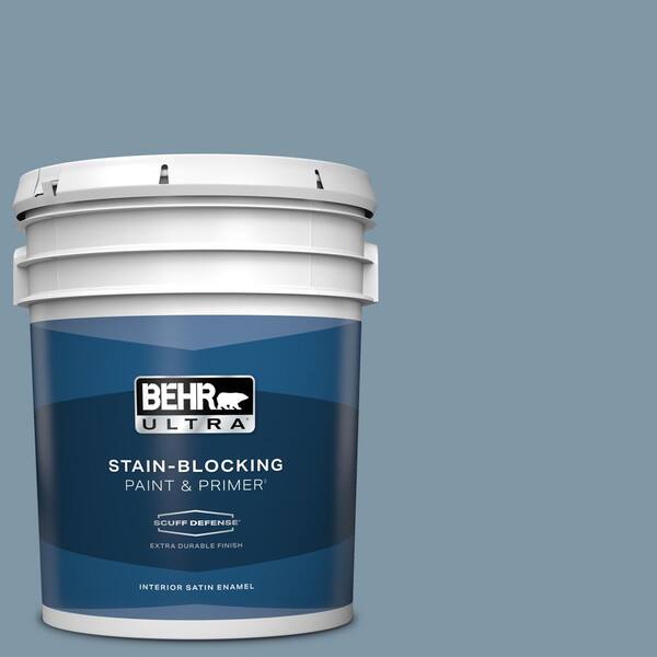 BEHR ULTRA 5 gal. #560F-5 Bleached Denim Extra Durable Satin Enamel Interior Paint & Primer