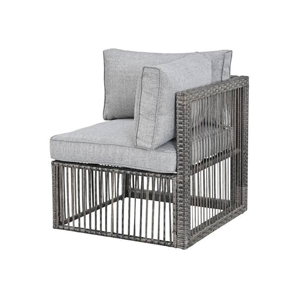 Patio Festival Wicker Lounge Chair with Gray Cushions