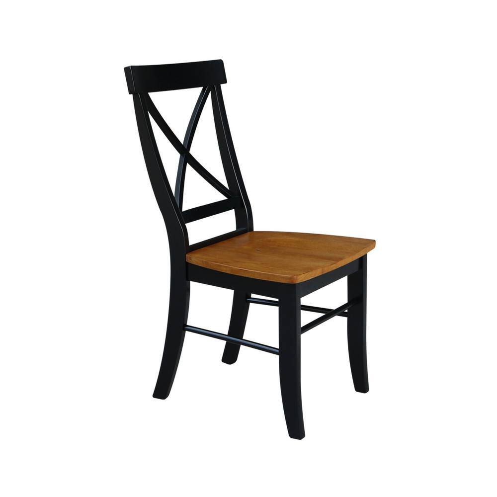 Elegant Black and Cherry Red Cross Back Upholstered Side Chairs, Set of 2