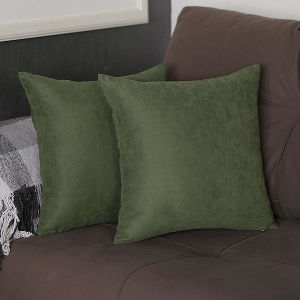 MIKE & Co. NEW YORK Honey Decorative Throw Pillow Cover Solid Color 20 in. x 20 in. Fern Green Square Pillowcase Set of 2