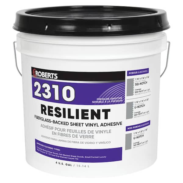 ROBERTS 4 Gal. (16 qt.) 24-Hour Dry Time Resilient Fiberglass-Backed Sheet Vinyl Floor Adhesive in Off White
