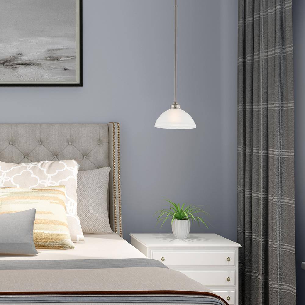 Somerset Brushed Nickel Mini Pendant with Satin Glass
