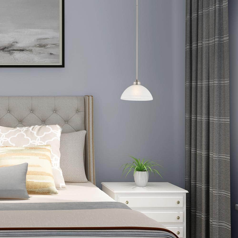 Somerset Brushed Nickel Mini Pendant with Satin Glass