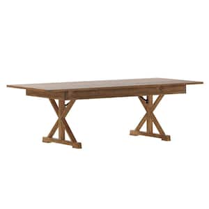 96 in. Rectangle Antique Rustic Wood with Wood Frame Trestle Base Dining Table (Seats 8)